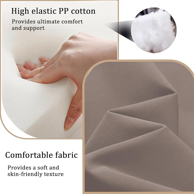 14 Pieces Outdoor Sectional Replacement Cushions for Patio Furniture, 4in Thick Outdoor Sofa Cushions for 6 Seat, Waterproof Deep Seat Couch Patio Cushion Set (Khaki)
