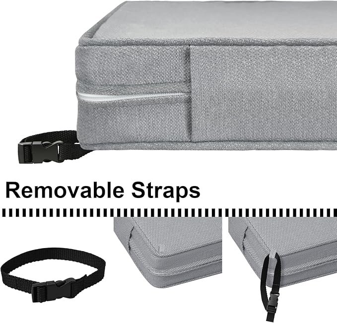 Deep Seat Cushions, Outdoor Cushions, Patio Furniture Cushions, Deep Seat & Back Cushion Patio Cushions for Backyard Couch Sofa Fade Resistant (22x24x4 inches 4 Sets, Light Grey)