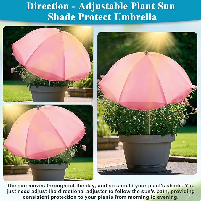 Upgraded Plant Umbrellas for Outdoor Plants 50in Higher 26in Larger Adjustable Angles Plant Shade Umbrella Sturdy Garden Shade Cover Sun Protection Umbrella for Potted Plants Garden Bed Flower Pot
