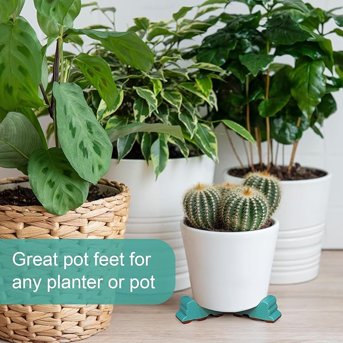 Kigeli 6 Pcs Resin Garden Pot Feet for Outdoor Planters 3 Inch Long 1.5 Inch Tall Flower Handmade Elevator Plant Feet Frost Proof Lifter for 14-20 in Pot(Blue,Classic)