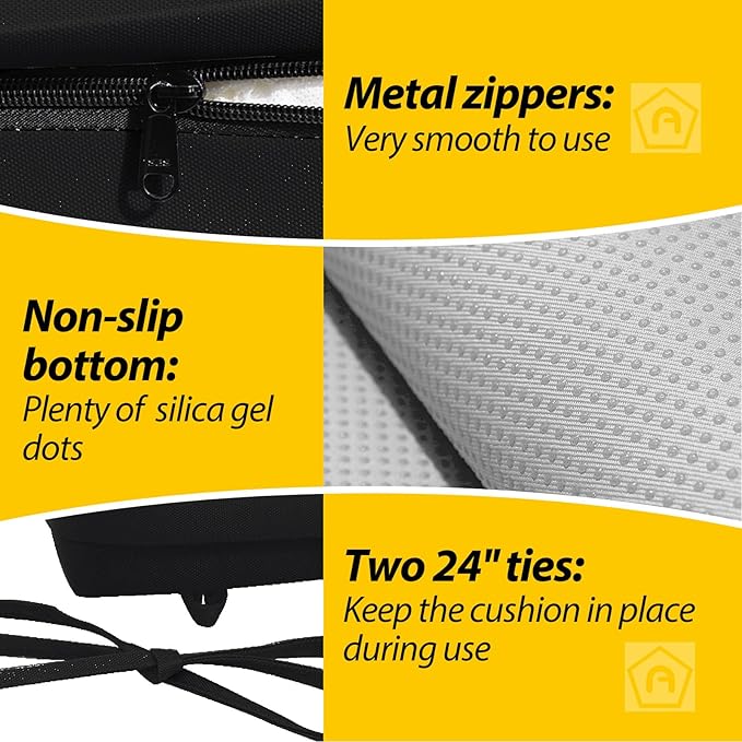 AAAAAcessories Outdoor Seat Cushions for Chairs, Waterproof, Fade-Resistant, 20" x 20" x 3", Patio Furniture Replacement Cushions, Set of 2, Charcoal Black