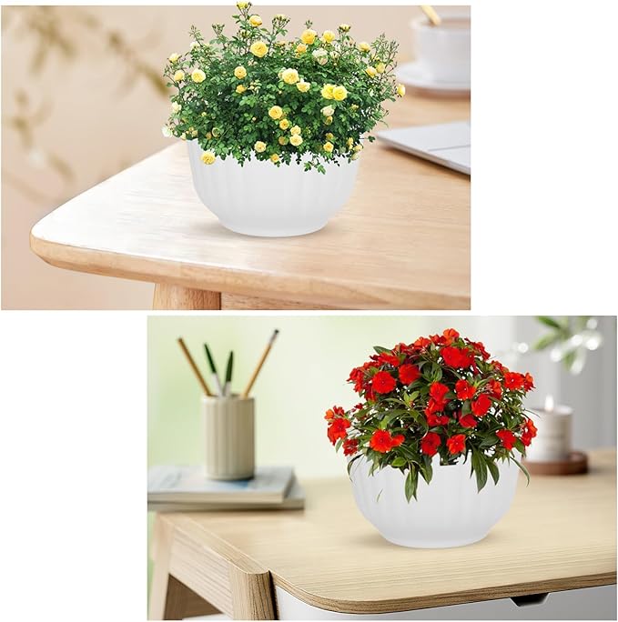 8 Pack Vertical Wall Planters for Indoor Plants Living Wall Planter Outdoor Walls Plant Holder with Hook White Walls Hanging Planter Resin Flower Pot Basket for Garden Railing Balcony Fence