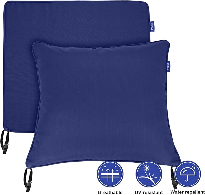 Deep Seat Cushions, Outdoor Cushions, Patio Furniture Cushions, Deep Seat & Back Cushion Patio Cushions for Backyard Couch Sofa Fade Resistant (22x24x4 inches 3 Sets, Solid Dark Blue)