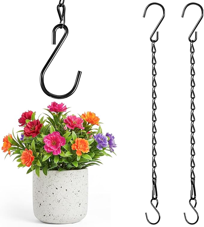 EBOOT 2 Pcs Hanging Chain for Bird Feeders, Planters, Lanterns and Ornaments (Black,9.5 Inch)