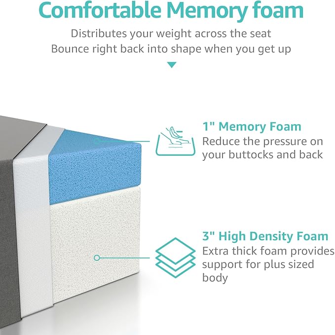 YENING 23x23 Memory Foam Outdoor Chair Cushions Waterproof 4 Inch Extra Thick Patio Seat Pads for Furniture Grey Set of 2