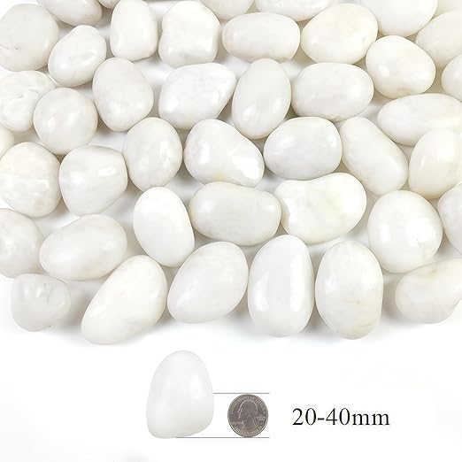10LB White Pebbles for Plants,1-2.2 Inch Polished Stones for Indoor Pants, Decorative River Rocks for Landscaping. Succulents, Crafting,Fish Tank,Garden,Vase Filler, Outdoor Decoration