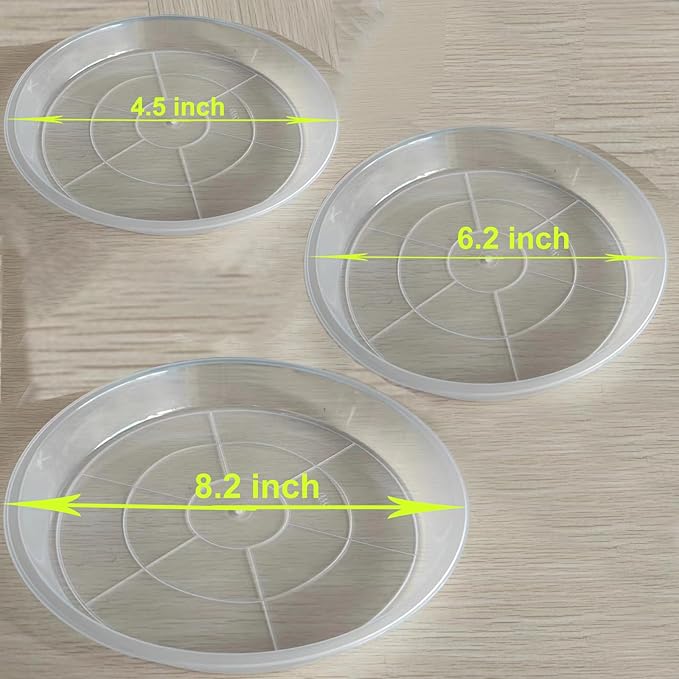 4 6 8 Inch Plant Saucer Pot Tray, 6 Pack Clear Plant Saucers for Indoors and Outdoors, Large Plastic Dish Suacer Water Drip Tray for Potted Plants Flowers (4 6 8 Inches)