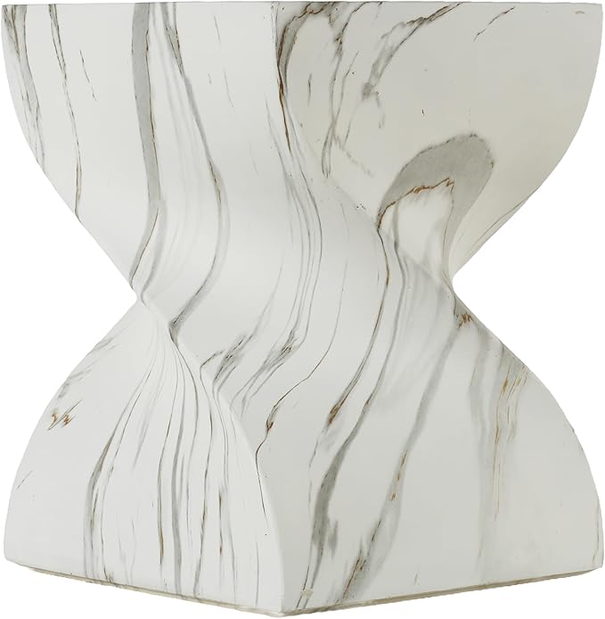 14.37" Cement End Tables for Patio,Faux Terrazzo Modern Small Squre Side Accent Table,Tree Stump Garden Stool Drum Indoor and Outdoor,Marble