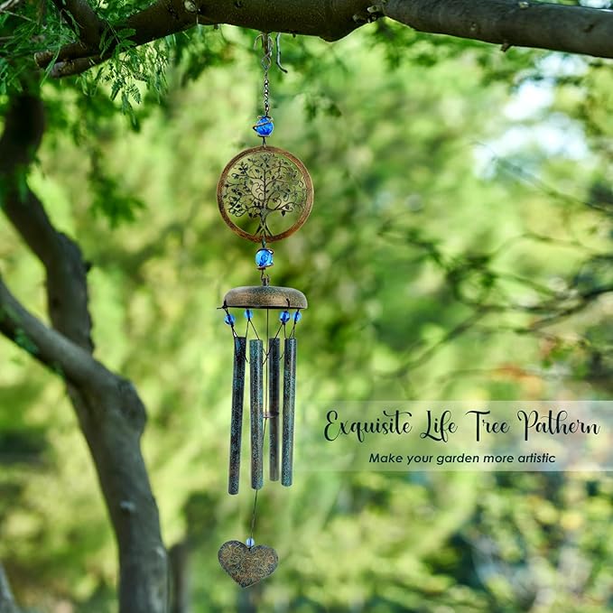 ASTARIN Wind Chimes Outside Unique Tree of Life Wind Chime All Metal Wind Chimes for Love One Gifts for Mom, Grandma, Daughter, Decoration for Home, Garden, Patio, Backyard(29”)