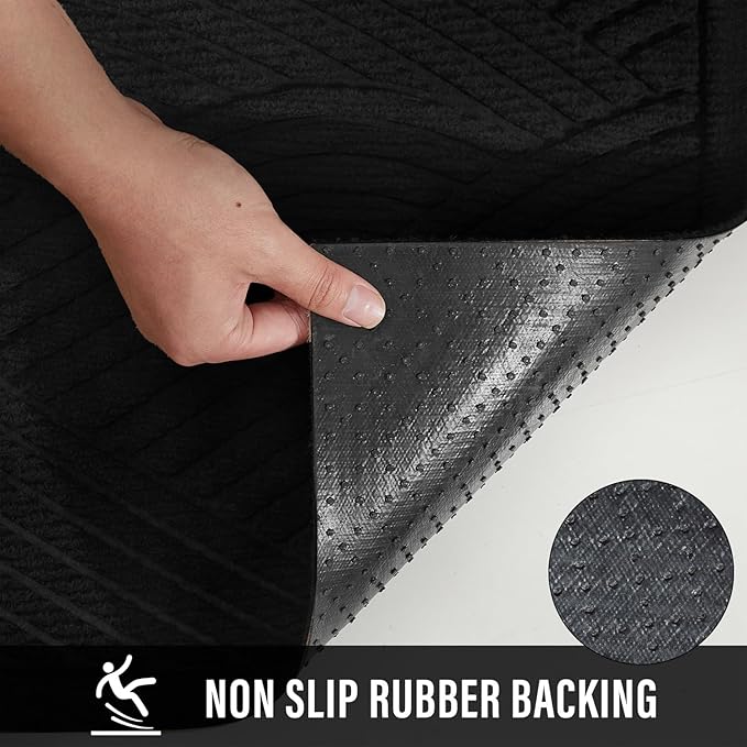 Sturdy Front Door Mat, Absorbent Muddy Dirt Resist Welcome Door Mats Outdoor Indoor, Stain and Fade Resistant, Non-Slip Backing Entry Mat Low Profile Doormat for Entryway, 72×24, Black