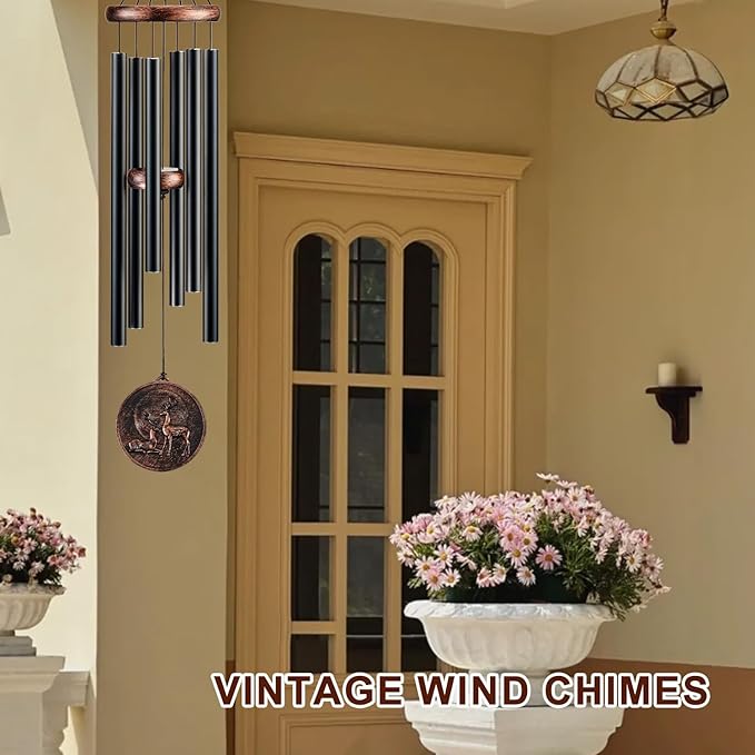 Wind Chimes for Outside, Vintage Deer Deep Tone Wind Chime Outdoor Clearance, Patio Porch Balcony Decoration, Garden Hanging Decor Gifts for Women Mom Grandma (34" Deer)