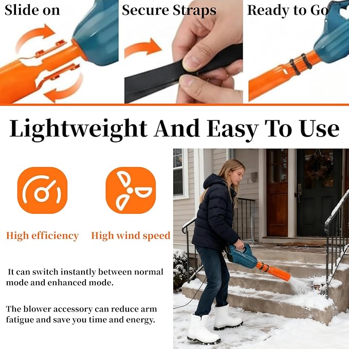 Leaf Blower Air Booster, Air Flow Booster for Blower, Universal Blower Nozzle Accessories, Dual Flow Power Can Improve Cleaning Speed, Used for Courtyard, Lawn, Garden, and Lane Cleaning. (Orange)