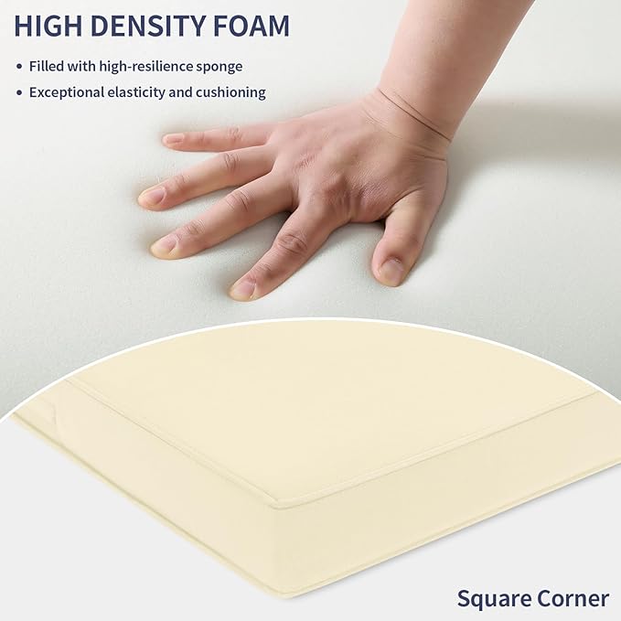 Pauwer Outdoor Chair Cushions Set of 2, Waterproof Outdoor Cushions for Patio Furniture, High Resilience Foam Seat Cushion with Ties for Outdoor Patio Garden Sofa, 19 x 19 x 3 Inch, Beige