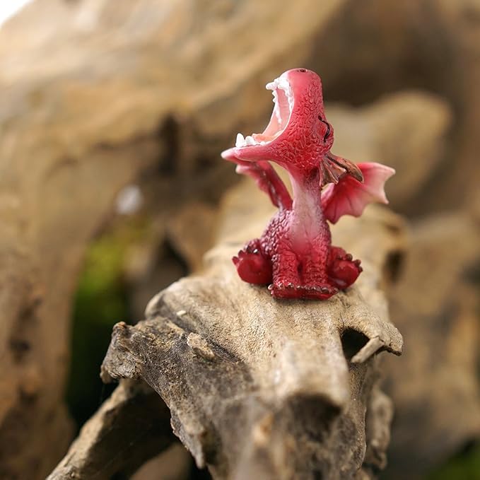 Top Collection 4530 Miniature Fairy Garden and Terrarium Mini Red Dragon Roaring Figurine