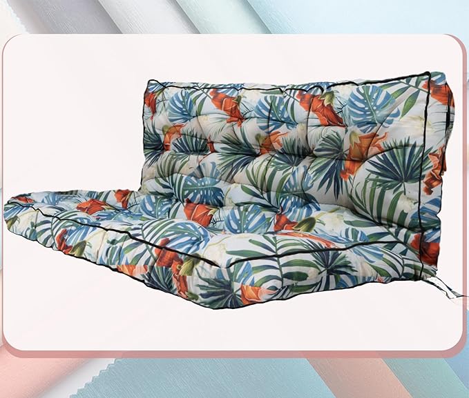 2-3 Seat Swing Replacement Cushion, Outdoor Bench Cushions with Backrest Thicken 4", Patio Furniture Garden Porch Loveseat Glider Pad Anti-Fading Waterproof (Hawaiian Flower, 40x70in-thicken)