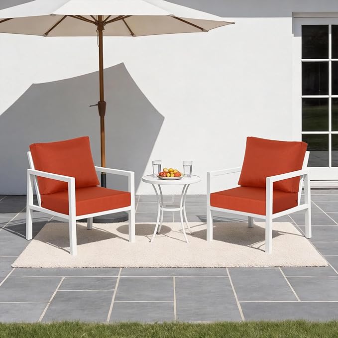 21.5x25.5 Inch Outdoor Deep Seat Cushions Set of 2,Thick High-Density Foam, Water-Resistant, Piped Edges & YKK Hidden Zipper for Patio Furniture,Quarry Red