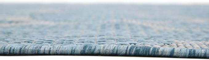 Unique Loom Outdoor Trellis Collection Area Rug (9' x 12' Rectangle, Aquamarine/ Gray)
