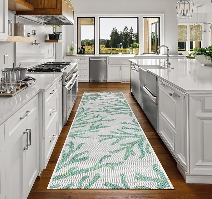 Keen Home Design Terrace Outdoor Runner Rug - 26"x67" Washable Indoor/Outdoor Rug for Patio, Kitchen, Balcony, Beach, Garden, Deck and Porch, Size: 2'2" x 5'7", Coral