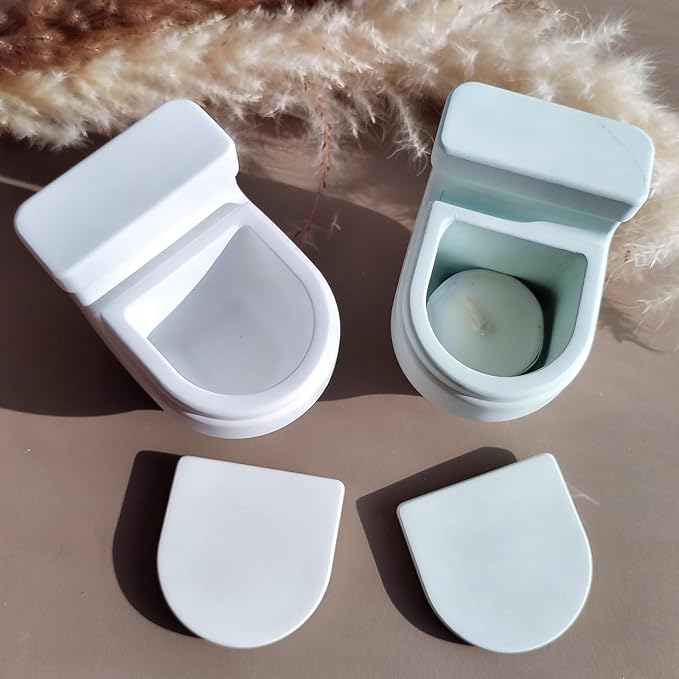 Wehous Creative Toilet Shape Candle Holder Mold, 3D Storage Container Jewelry Box Silicone Molds for Epoxy Resin Casting, Jar Box Planter Trinket Holder Silicone Molds for Resin Concrete Craft Decor