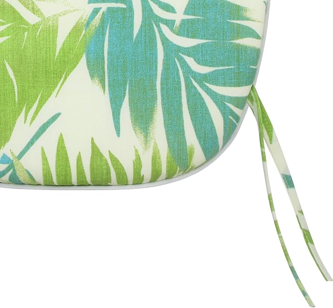 SleepMan Outdoor 17"x16" Chair Cushions with Ties Set of 6, Water Resistant All Weather U-Shape Seat Pads for Patio Garden Furniture Indoor Fade Resistant Patio Cushions (Green Bamboo)