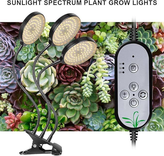 Grow Light 45W Sunlike Full Spectrum LED Plant Grow Lights with Timer Auto On/Off 4/8/12H Waterproof Grow Lamp for Indoor Plants, 5 Dimmable Levels, Adjustable Gooseneck