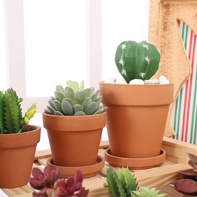Yishang 30pcs Terra Cotta Saucer, 3-inch Small Mini Clay Pots Tray, Suitable for 3inch, 2.5inch, 2inch Succulents Nursery Pots
