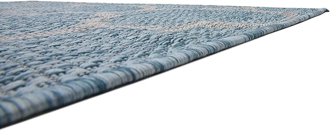 Unique Loom Outdoor Trellis Collection Area Rug (4' 1" x 6' 1" Rectangle, Aquamarine/ Gray)