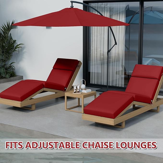 4 Pcs Chaise Lounge Cushions Outdoor, 80 x 26 x 4 Inch Lounge Chair Cushions for Outdoor Furniture - Waterproof Lounge Patio Replacement Cushion, 4In Fade-Resistant ThickPatio Chaise Lounge Cushion