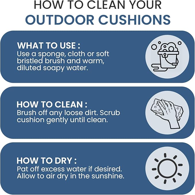 Crestlive 5.5" Outdoor Cushion for Patio Furniture Set of 2, 24 x 24, Waterproof and Fade-Resistant Deep Seat Cushions for Chair, Wicker Sofa and Couch, Sky Blue