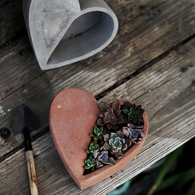 Wehous Large Heart Shape Silicone Planter Molds, Unique Heart Container Casting Mold for Epoxy Resin Concrete Cement, Big Storage Bowl Candle Holder Plant Pot Mold DIY Valentine'S Day Art Crafts Decor