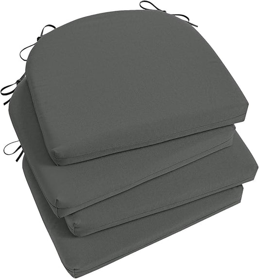 Basic Beyond Outdoor Chair Cushions Set of 4, Outdoor Cushions for Patio Furniture, Water Resistant Patio Chair Cushions with 2 Ties, 17x16x2, Charcoal Grey