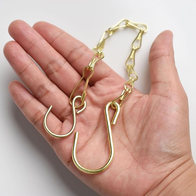 Chain for Hanging Plants,11 Inch Gold Hanging Chain, Small Hanging Basket Chain Kits with Hooks for Bird Feeder Hanging Basket Extender Porch Wind Chime (Gold, 11 Inch-12PCS)
