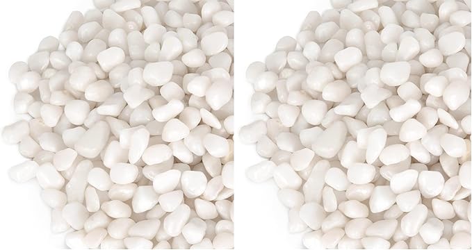 GASPRO 10 lbs White Pebbles for Plants, Vases, and Landscaping in Garden - Highly Polished 3/8" Small Rocks for Indoor and Outdoor Decor (Pack of 2)