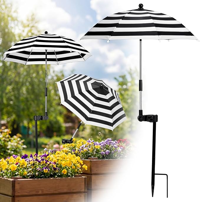 3 Pack Plant Umbrella for Outdoor Adjustable Sun Shade Covers 24" Sun Protection Cloth UV Umbrella for Potted Plants, Garden Beds, Patio Flowers