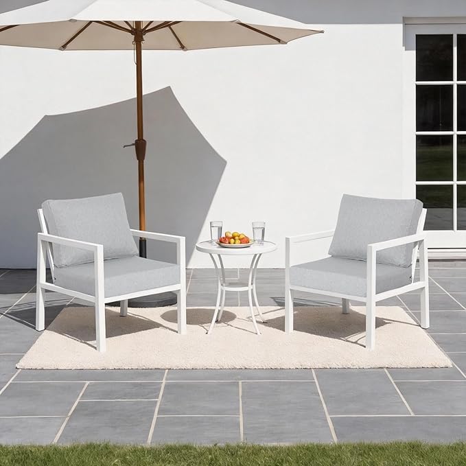 21.5x25.5 Inch Outdoor Deep Seat Cushions Set of 2,Thick High-Density Foam, Water-Resistant, Piped Edges & YKK Hidden Zipper for Patio Furniture,Stone Gray