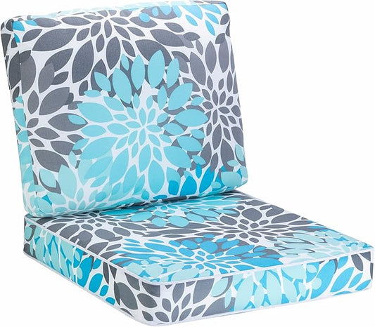 JMGBird Premium Outdoor Chair Cushions Set of 2-22x22 inch Seat Cushions with Ties, Weather Resistant for Patio Furniture