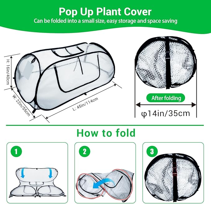 Garden Covers for Raised Beds, Pop Up Raised Garden Bed Cover, Garden Row Plants Cover Accelerator, Greenhouse Cover for Protecting Seedlings Fruits Vegetable Rows 45" L x 22" W x 16" H(1 Pack)