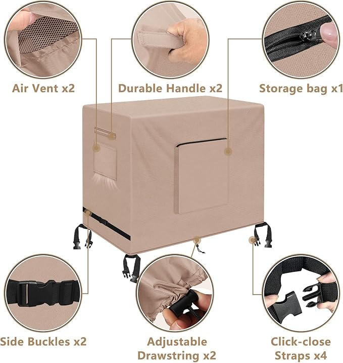 Kovshuiwe Outdoor Dining Cart Cover - Heavy Duty Waterproof Cover for Royal Gourmet Cart Flattop Worktable PC3401S & PC3401B, Compatible with 40 inch Outdoor Utility Cart-48''L x 30''W x 34''H, Khaki