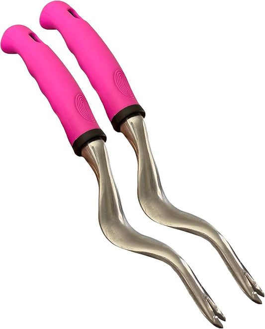 Garden Guru Pink Hand Weeder Tool with Ergonomic Handle - Weed Puller for Planting, Weeding, Flower and Vegetable Care in Lawn Garden Yard | Rust Resistant (2 Pack)