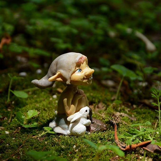 Top Collection Miniature Fairy Garden and Terrarium Pixie with Bunny Figurine