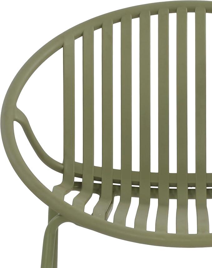 Christopher Knight Home Set of 2 Tita Modern Patio Outdoor Dining Chairs, Stacking Chair, Outside Dinner,Garden/Balcony/Poolside Stackable Accent Chairs,Metal Legs,Plastic Cutout Backrest, Green