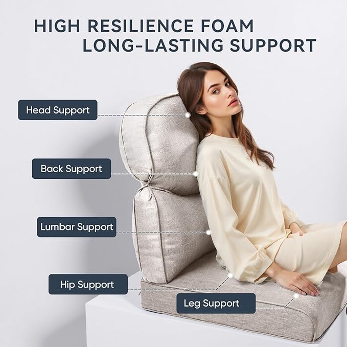 Outdoor Chair Cushions for Patio Furniture - 1 Pack Outside High Back Comfortable Thickened Pillow 22x24 with Zipper Cover for Wicker Rocking Swivel Chairs Loveseat Sofa – Beige/Crescent
