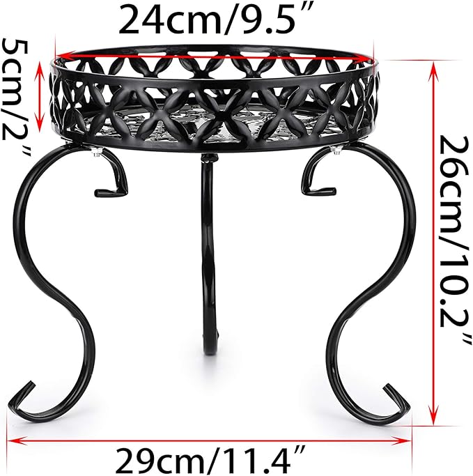 OwnMy Metal Round Plant Stand Indoor Outdoor Iron Flower Pot Holder, Heavy Duty Plant Stand Display Potted Rack for Home, Garden, Patio, Black