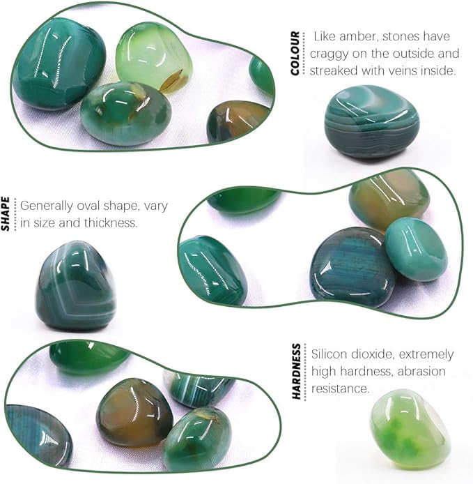 Hilitchi Green Agate Stone Tumbled Stones for Plants Cacti & Succulents Bedding, Vase Filler, Landscape Bottom Decoration (About 1lb(455g)/Bag)