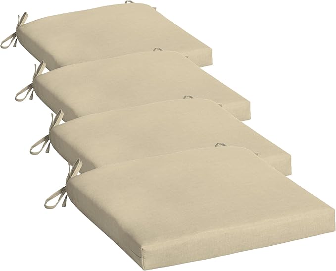 Arden Selections Outdoor Rocking Chair Cushion, 19 x 18, Rain-Proof, Fade Resistant, Cushions for Rocking and Outdoor Chairs 19 x 18, Tan Leala (Pack of 4)