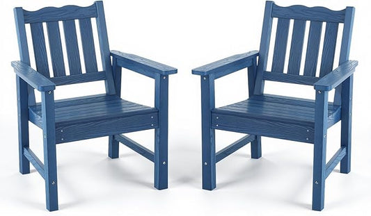 Stoog All-Weather Patio Chairs Set of 2, Heavy Duty Outdoor Chairs with 400 lbs Weight Capacity, Garden Chair for Backyard, Deck, Lawn & Porch, Blue