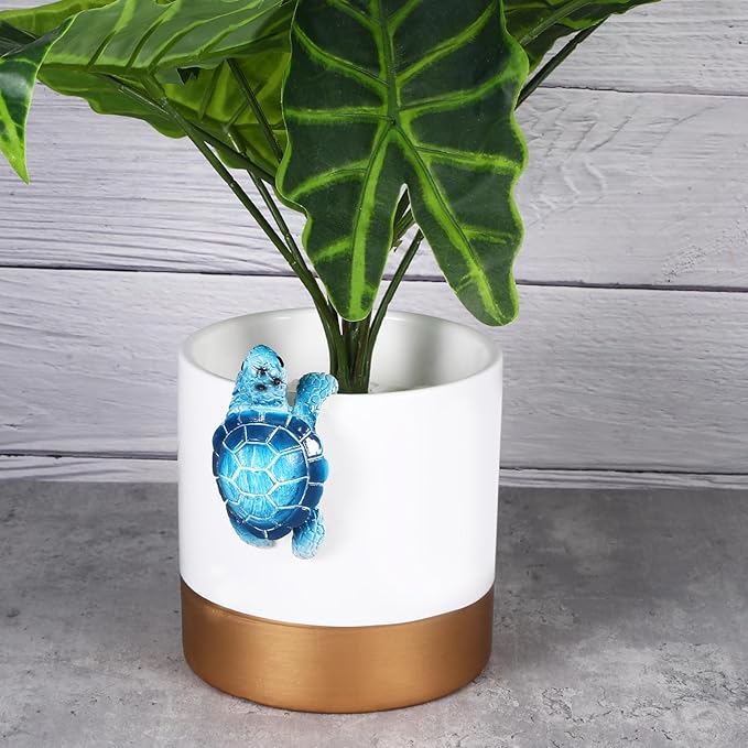 Sea Turtle Figurines Plant Decorations for Pots, Tortoise Plant Pot Decor, Hanging Resin Turtle Decor Planter Decorations for Bonsai Succulents Aquariums, Creative Gifts for Plant Lovers