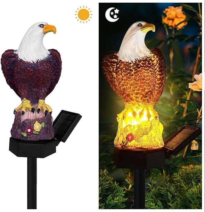 Eagle Solar Garden Lights - Outdoor Decor with LED Path Lights, Animal Statue Kitnish