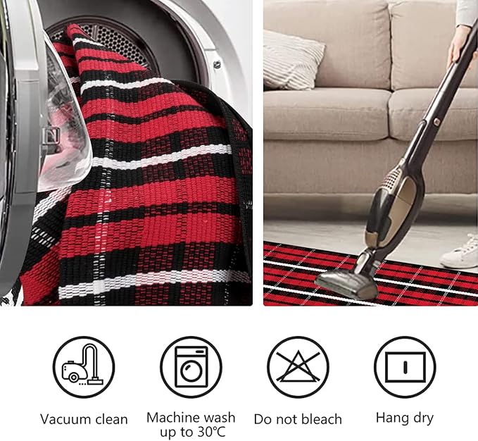 OJIA Christmas Front Door Mat Outdoor 27.5"x43" Red Plaid Porch Rug Machine Washable Entryway Rugs Indoor Layered Door Mats Outdoor Doormat Cotton Area Rug Rug for Bathroom/Bedroom