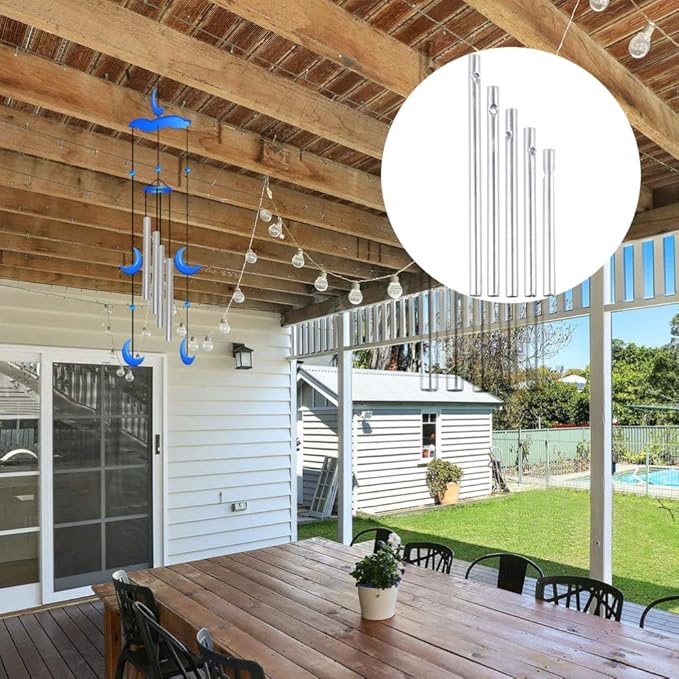 Wind Chime Tubes 30Pcs Wind Chime Kit Wind Chime Parts for DIY Home Garden Outdoor Hanging Decorations 5 Different Length (Wind Chime)